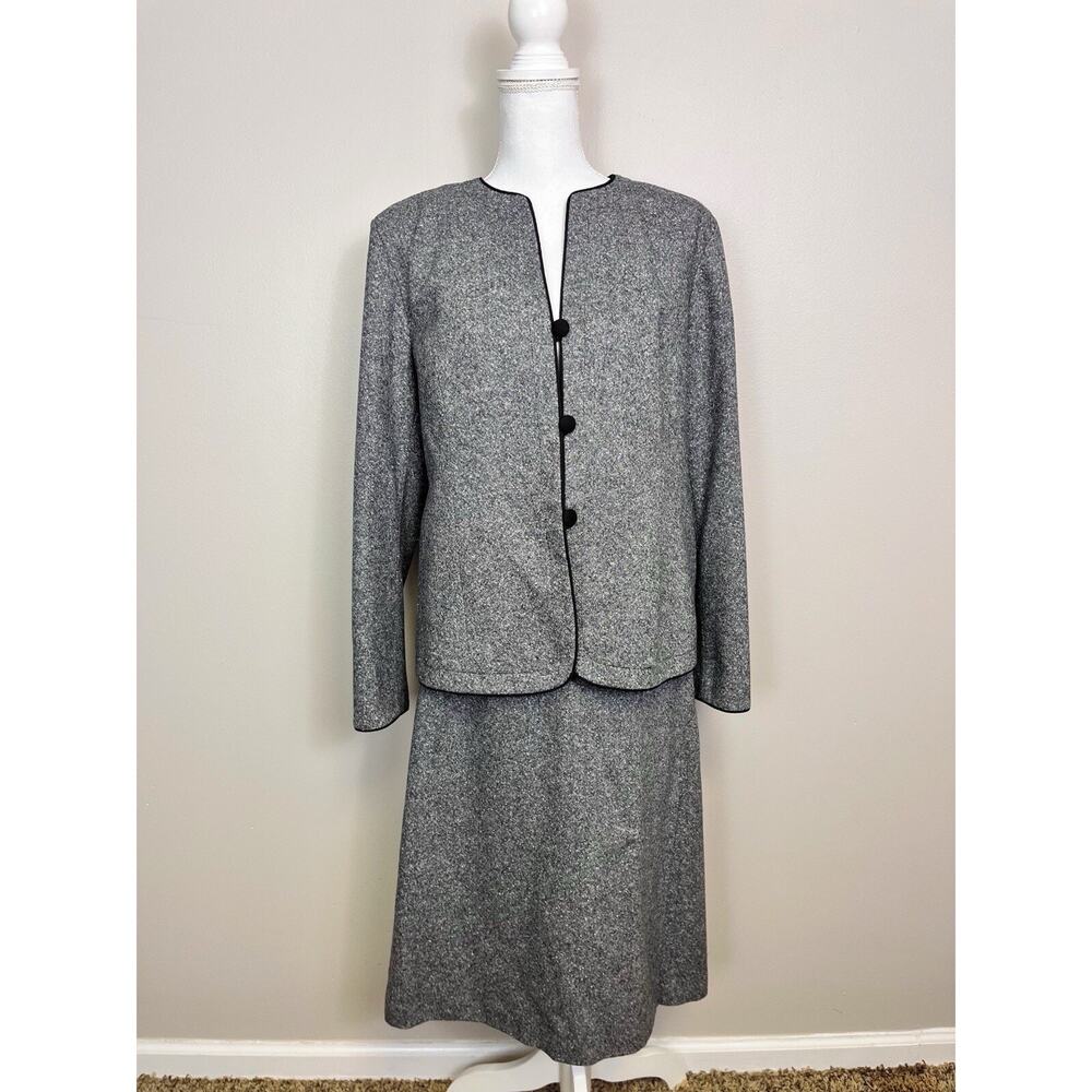 Pendleton Women’s Grey 3 Piece Wool Silk Blend Skirt Pants Jacket Size 14